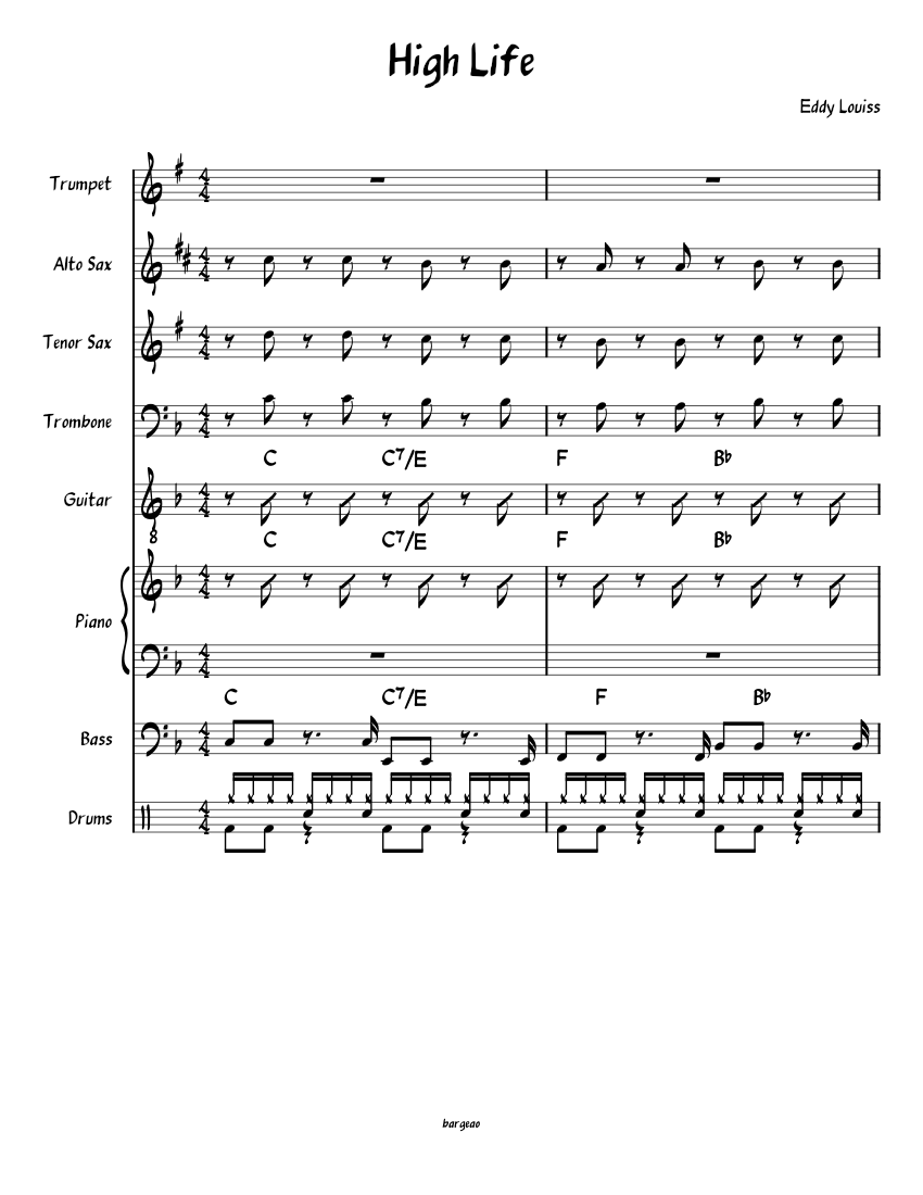 High Life (work in progress) Sheet Music with Chords for Piano ...