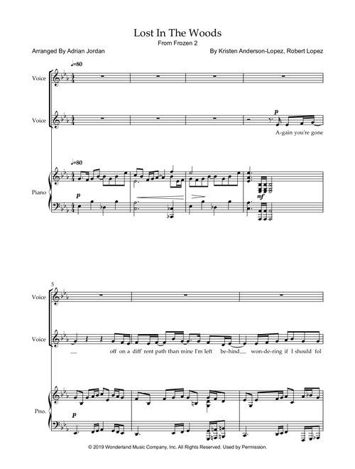 Lost In The Woods (Arr. Adrian Jordan) - Robert Lopez, Kristen Anderson-Lopez (Choral, 2-Part)