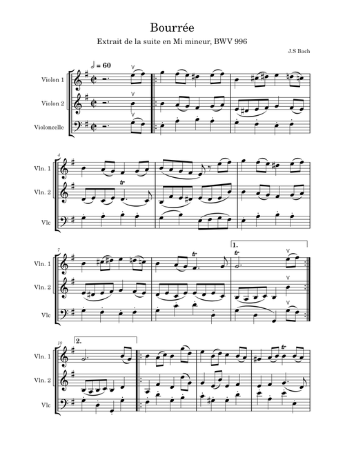 Bourrée In E Minor, BWV 996 – Johann Sebastian Bach Bourrée