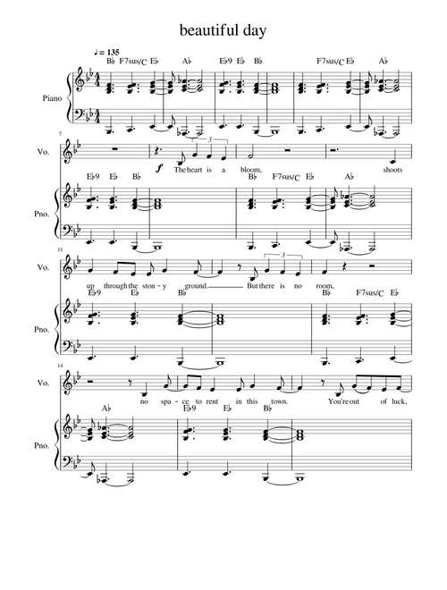 Beautiful day piano full Bb