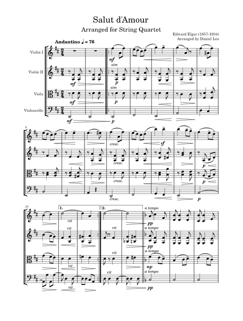 Salut d'amour, Op.12 – Edward Elgar Salut d'Amour – Edward Elgar