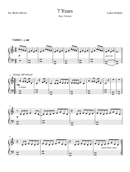 7 Years (easy piano solo)