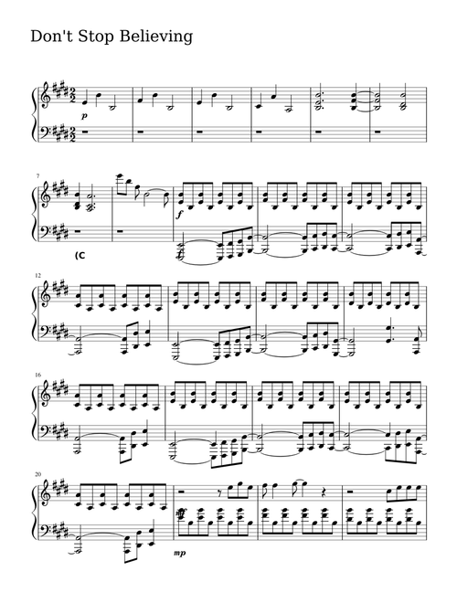 Dont Stop Believing Piano
