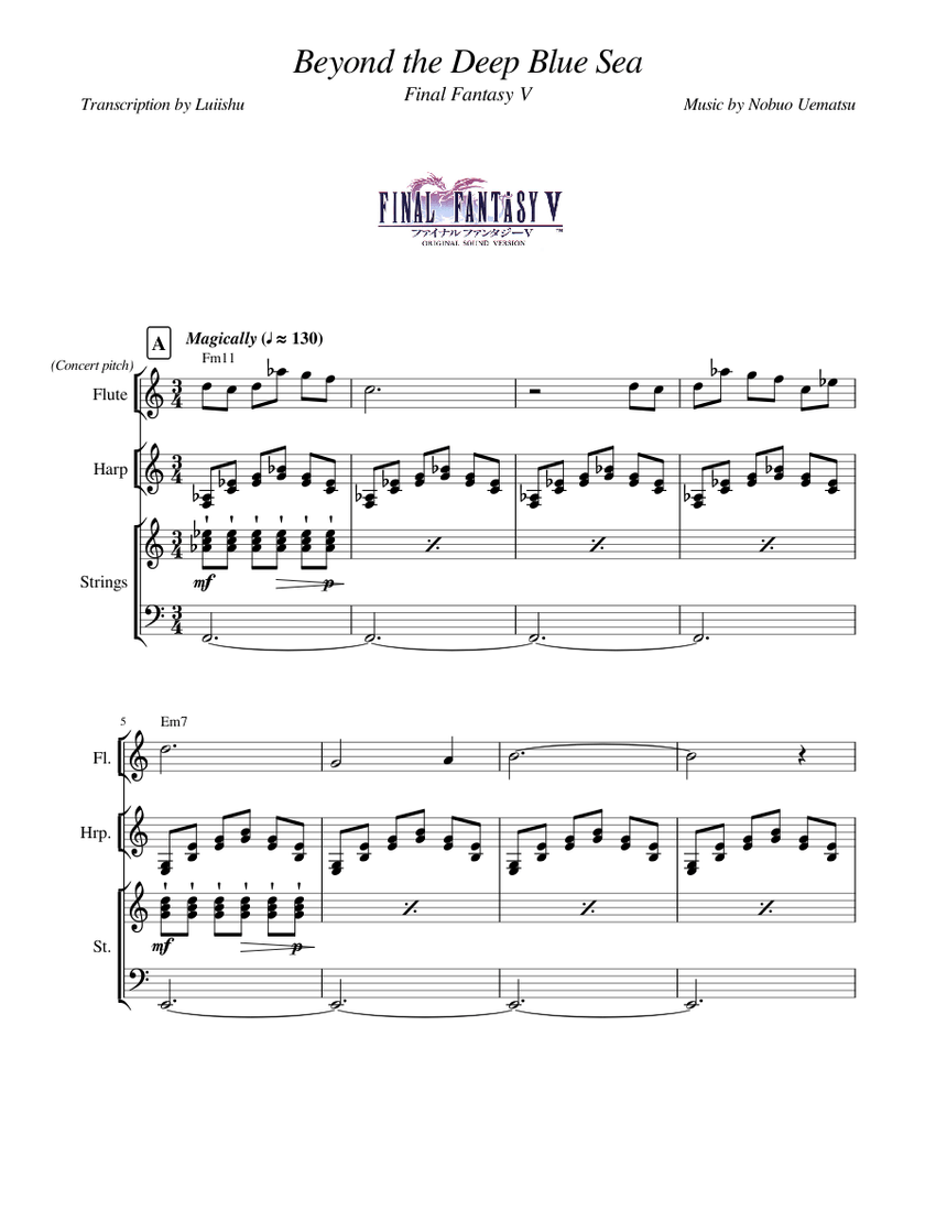 Final fantasy vii main theme - Nobuo Uematsu Sheet Music for Flute