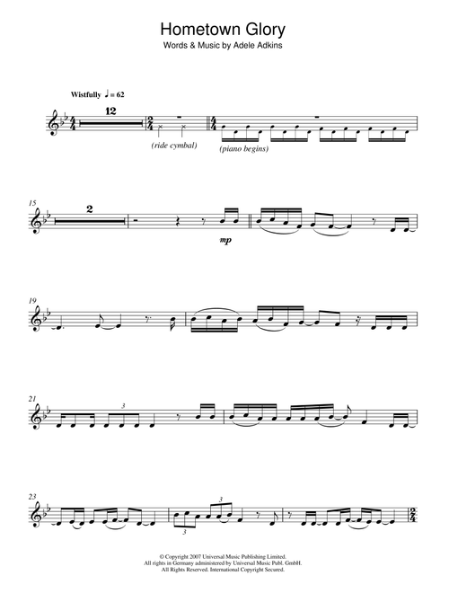 Hometown Glory - Adele (Alto Sax Solo)