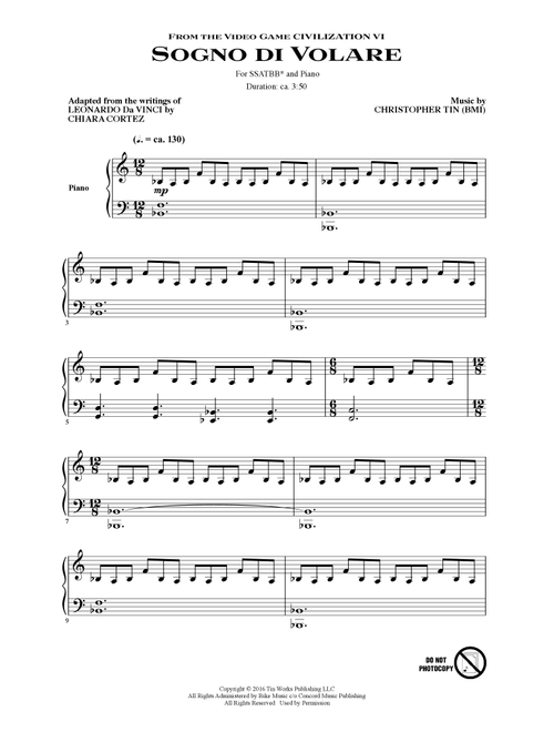 Sogno Di Volare (from Civilization VI) - Christopher Tin (Choral, SATB)