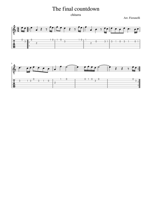 The final countdown - chitarra tab