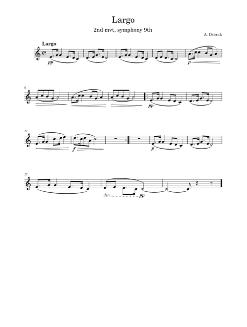 Largo from the New World Symphony – Antonín Dvořák Largo