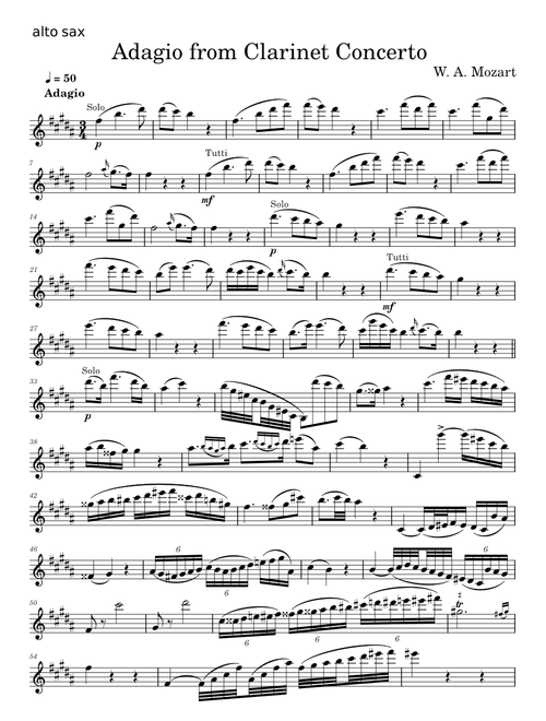 Mozart Adagio from Clarinet Concerto