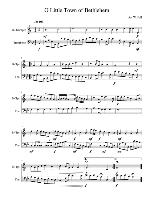 O Little Town of Bethlehem, Trumpet and Trombone Duet