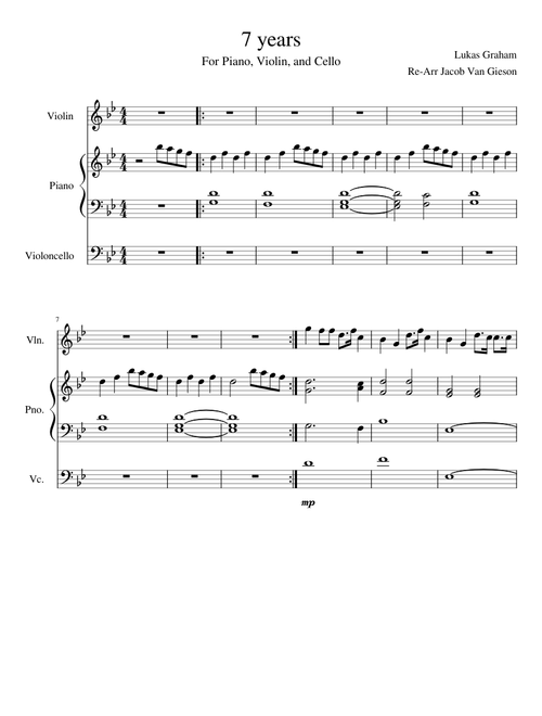 7 years for Violin, Cello, and Piano