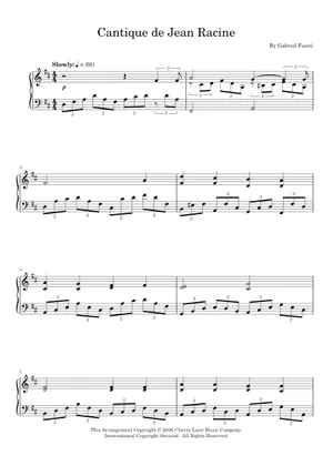 Chansonique Rutherford Cantique de Jean Racine - Gabriel Fauré Sheet Music for Piano (Solo ...
