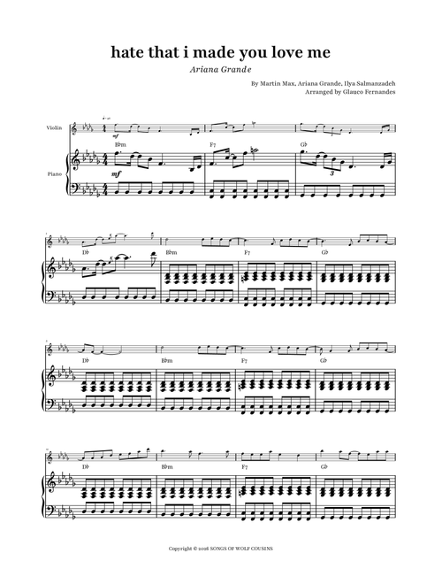 Hate That I Made You Love Me (Arr. Glauco Fernandes) - Ariana Grande, Martin Max, Ilya Salmanzadeh (Violin and Piano)