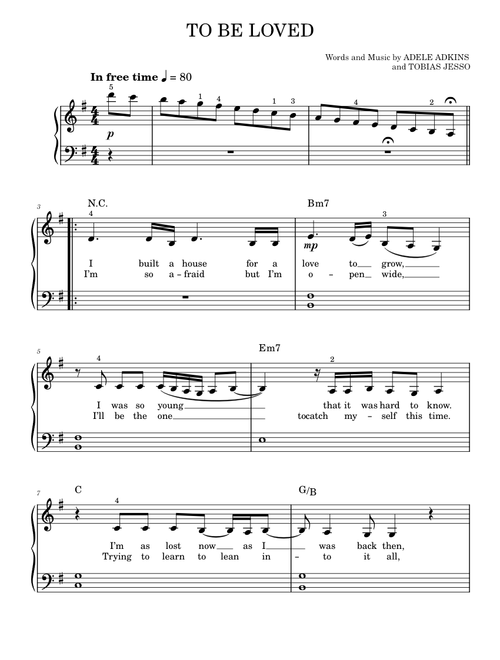 To Be Loved - Adele (Easy Piano)