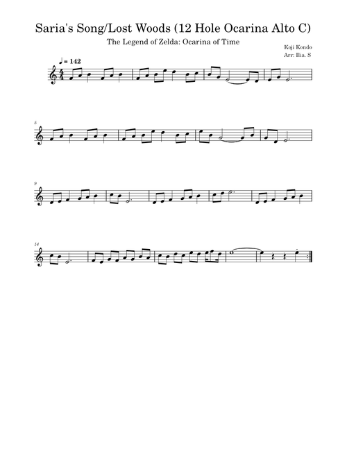 Lost Woods or Saria's Song on the 12 Hole Ocarina Alto C - Ocarina of Time from The Legend of Zelda