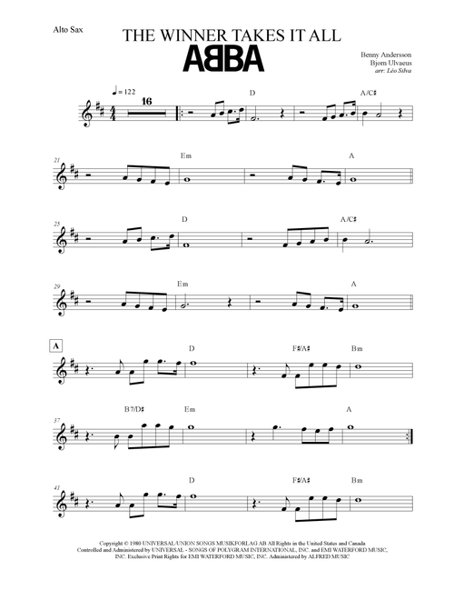 The Winner Takes It All (Arr. Leo Silva) - ABBA (Alto Sax Solo)