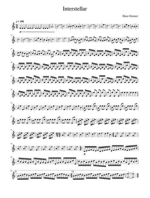 Interstellar Arrangement For Violin Solo
