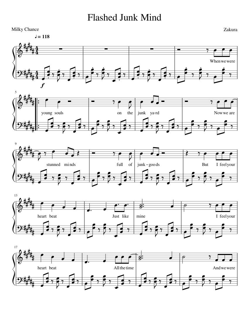 Milky Chance Flashed Junk Mind piano tutorial