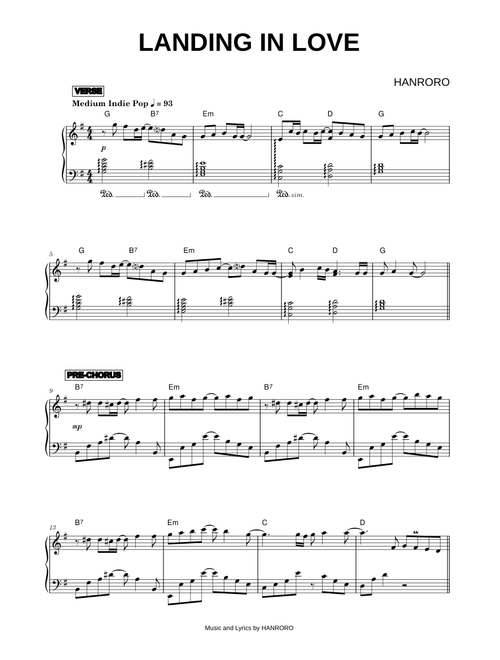 Landing in Love - HANRORO (Piano)