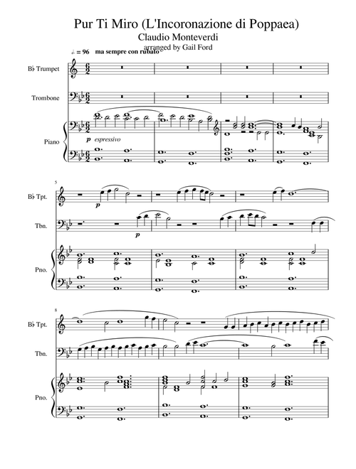Pur Ti Muro (Arr. Gail Ford) - Claudio Monteverdi (Instrumental Duet and Piano)