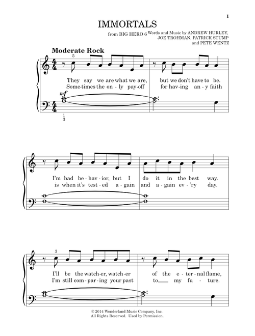 Immortals (from Big Hero 6) - Fall Out Boy (Beginning Piano Solo)