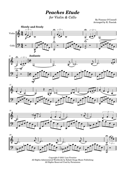 Peaches Etude (Arr. Kenneth Pasciak) - Finneas O'Connell (Instrumental Duet)