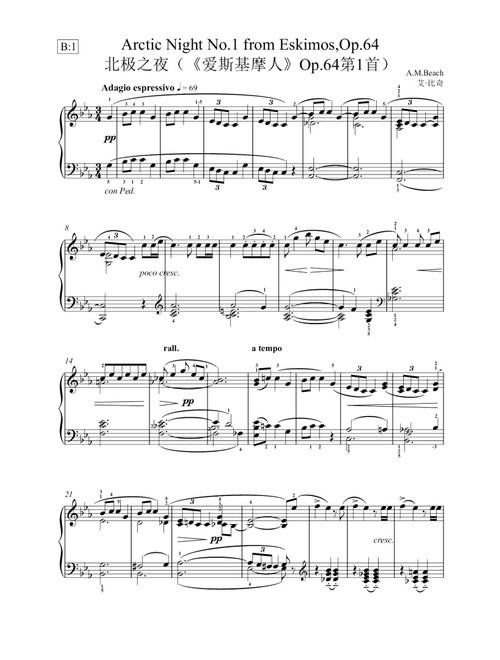 Arctic Night No.1 from Eskimos Op.64 - Amy Marcy Beach (Piano Solo)