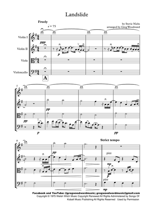 Landslide (Arr. Greg Woodward) - Fleetwood Mac (String Quartet)