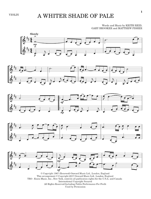 A Whiter Shade Of Pale - Procol Harum (Violin Duet)