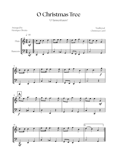 O Christmas Tree "O Tannenbaum" (Flute and Bassoon) - Christmas Carol (Arr. Henrique Oliveira) - Traditional Christmas Carol (Instrumental Duet)