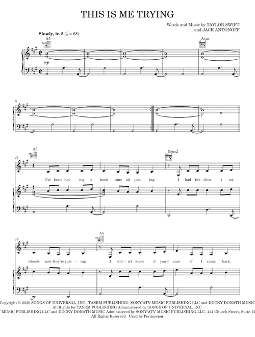 This Is Me Trying - Taylor Swift (Piano-Vocal-Guitar)