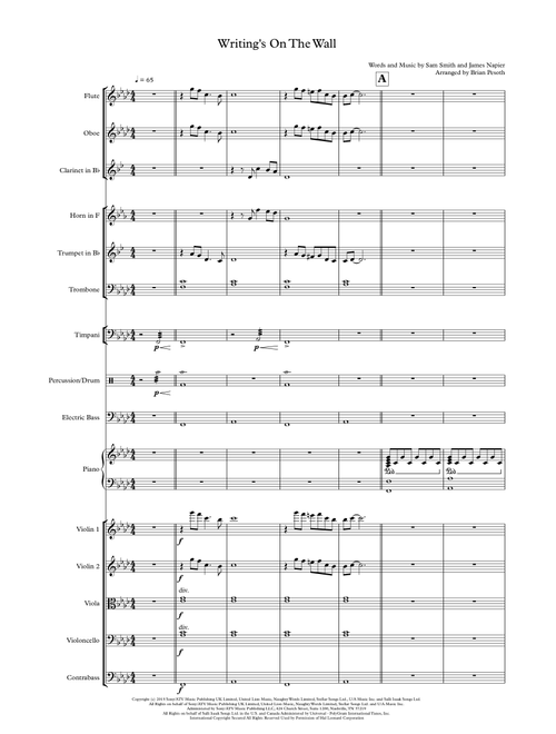 Writing's On The Wall from the film SPECTRE (Arr. Brian Pesoth) - Sam Smith (Large Ensemble)