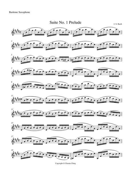 J.S. Bach - Cello Suite No.1 in G major, BWV 1007 - I. Prelude arranged for Baritone Saxophone (Arr. Chemie Ching) - Johann Sebastian Bach (Baritone Sax Solo)