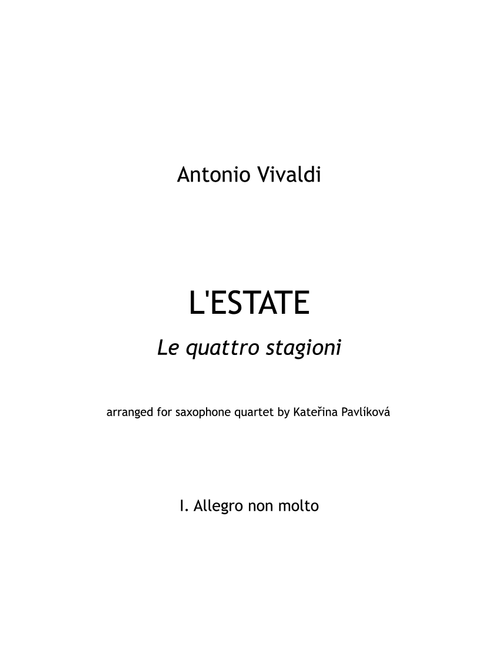 A. Vivaldi: Summer from the Four Seasons for Saxophone Quartet, I. Allegro non molto (Arr. Kateřina Pavlíková) - Antonio Vivaldi (Woodwind Ensemble)