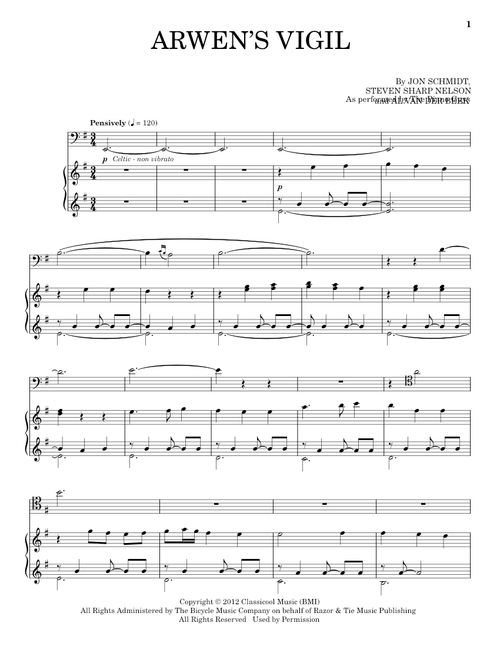 Arwen's Vigil - The Piano Guys (Cello and Piano)