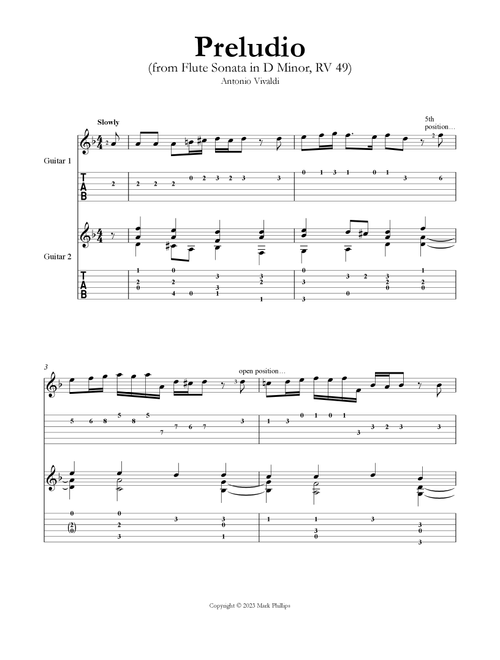 Preludio (from Flute Sonata in D Minor, RV 49) (Arr. Mark Phillips) - Antonio Vivaldi (Instrumental Duet)
