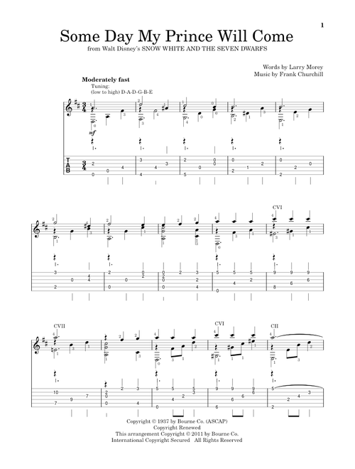 Some Day My Prince Will Come (from Snow White And The Seven Dwarfs) - Adriana Caselotti (Solo Guitar)