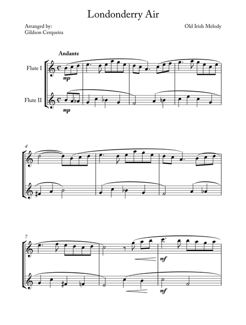 Londonderry Air (Arr. Gildson Cerqueira) - Old Irish Melody (Flute Duet)