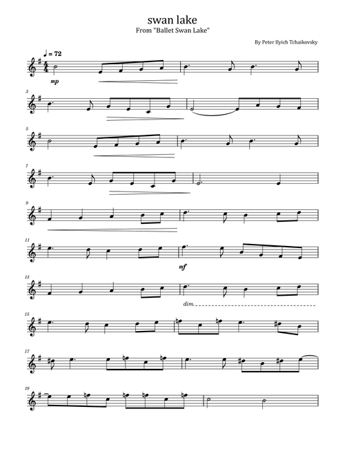 Swan lake - From "Ballet Swan Lake" - For Easy violin Solo (Arr. poon) - Peter Ilyich Tchaikovsky (Violin Solo)