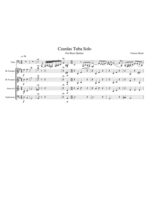 Czardas Tuba Solo (Brass Quintet)