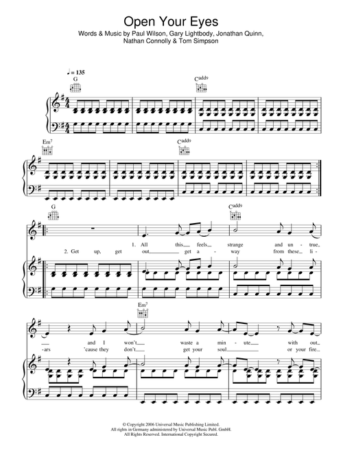 Open Your Eyes - Snow Patrol (Piano-Vocal-Guitar (Piano Accompaniment))