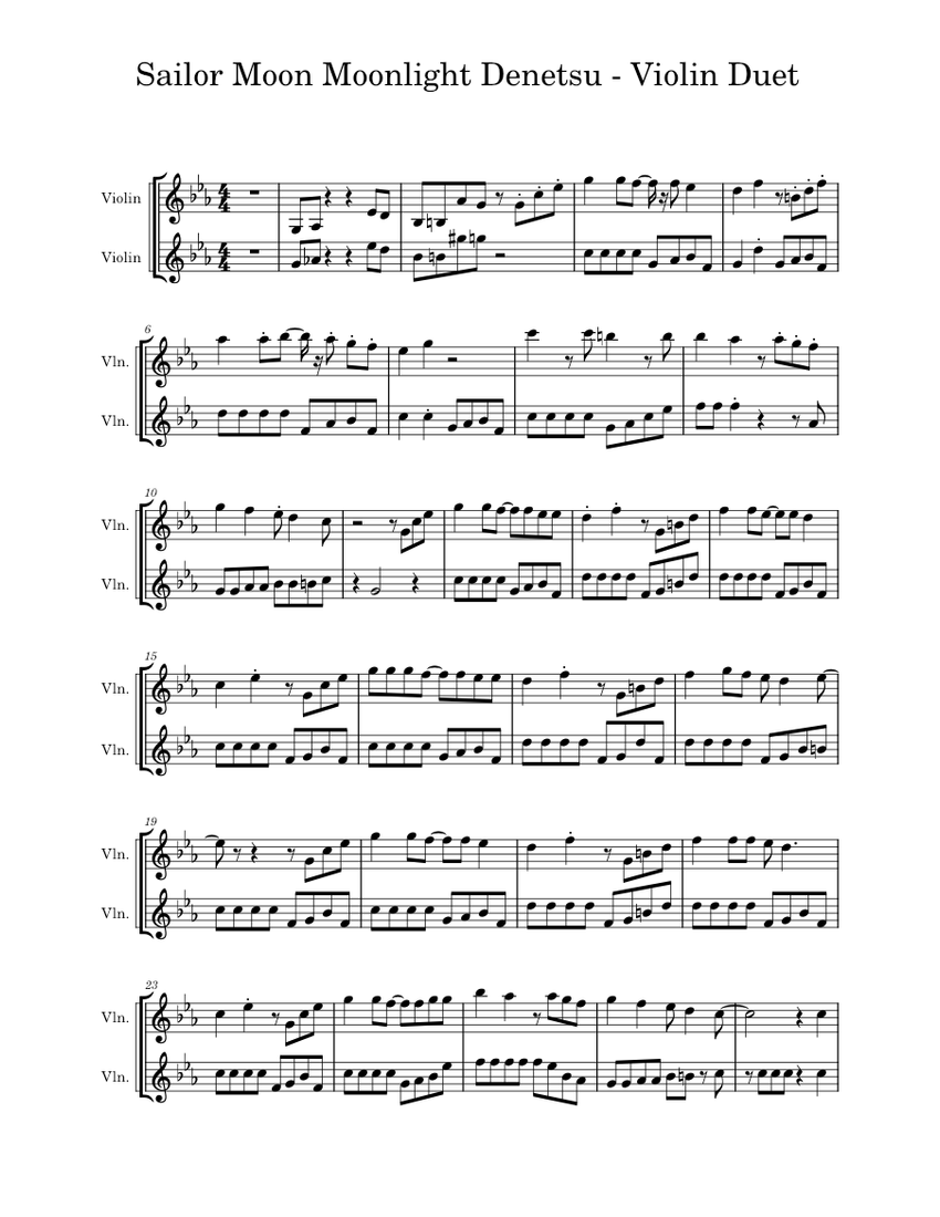 Sailor Moon - Moonlight Densetsu for Two Violins ...