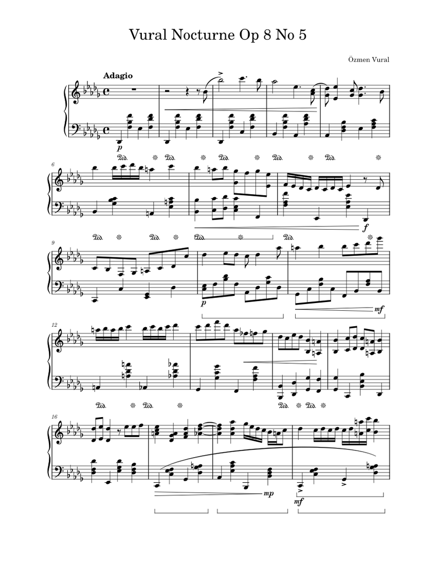 Nocturne In B Flat minor Op 8 No 5 Sheet music for Piano (Solo ...