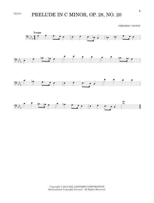 Prelude, Op. 28, No. 20 - Frédéric Chopin (Cello Solo)