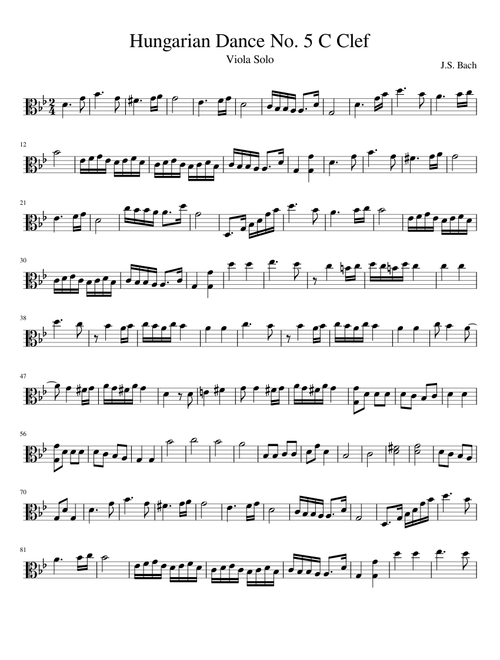 Hungarian Dance No. 5 C Clef