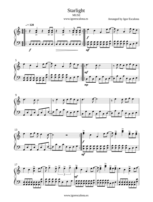 Starlight | Muse | Marimba solo for 4 mallets