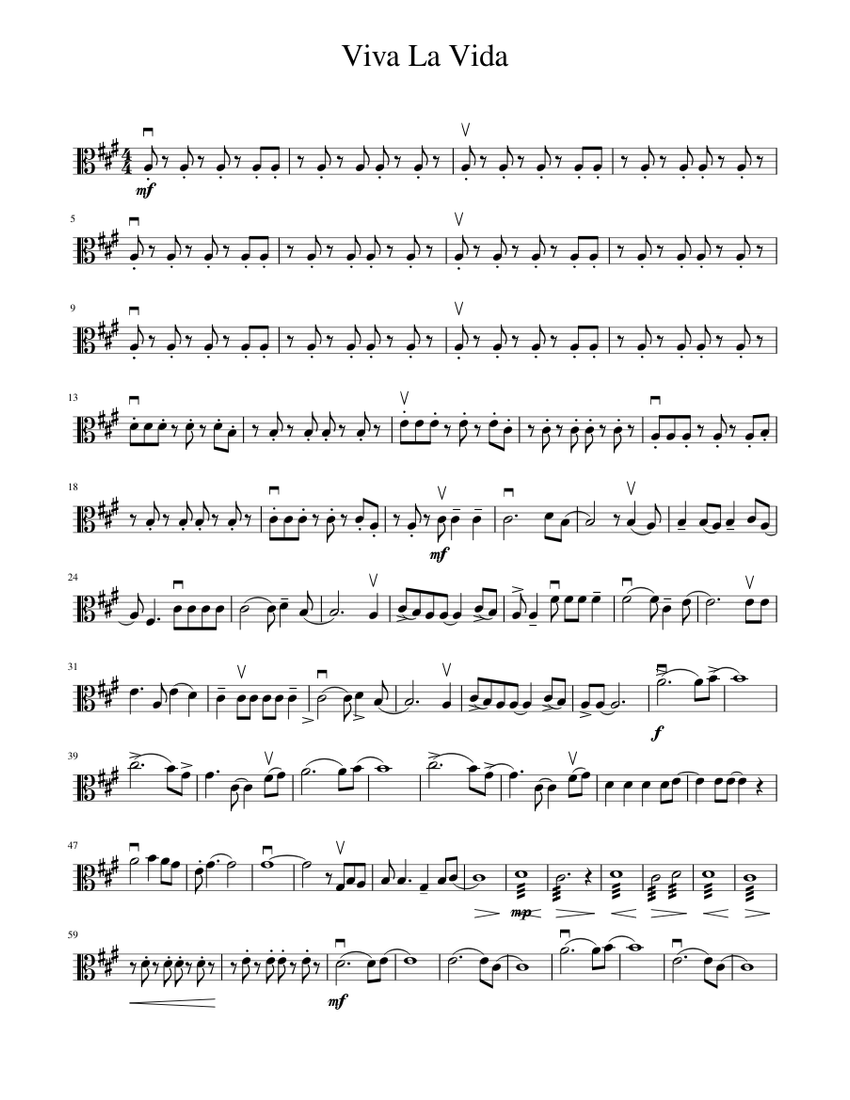 Viva La Vida viola Sheet Music for Viola (Solo)
