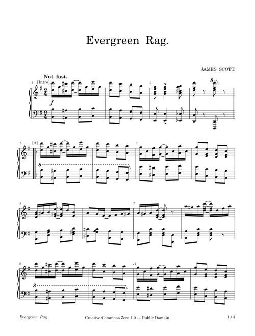 Evergreen Rag – James Scott – 1915