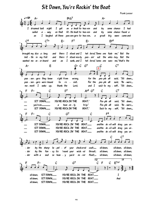 Sit Down, You're Rockin' the Boat (Lead Sheet with lyrics )