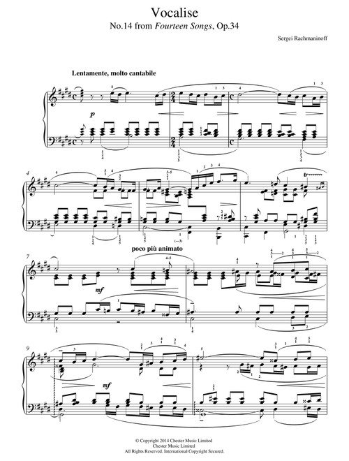 Vocalise (No.14 from Fourteen Songs, Op.34) - Sergei Rachmaninov (Piano Solo)